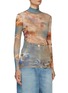 Front View - Click To Enlarge - BALMAIN - Sky Printed Tulle Top