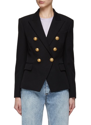 Main View - Click To Enlarge - BALMAIN - ‘GDP’ Double Breasted Peak Lapel Blazer