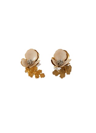 Main View - Click To Enlarge - MONSHIRO - Brass Vintage Czech Glass Bead Anemone Flower Earrings
