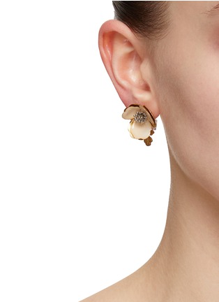 Figure View - Click To Enlarge - MONSHIRO - Brass Vintage Czech Glass Bead Anemone Flower Earrings