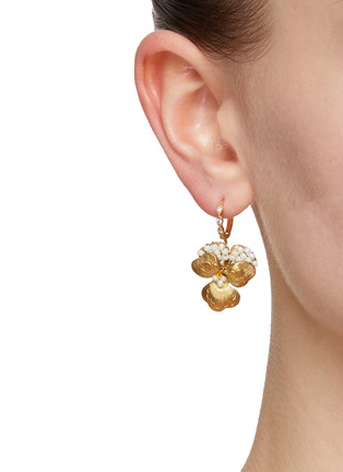 Figure View - Click To Enlarge - MONSHIRO - Viora Brass Enamel Glass Bead Round Hoop Earrings