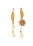Main View - Click To Enlarge - MONSHIRO - ‘Sucabiosa Tsubomi’ Gold Plated Metal Glass Pearl Mismatch Hook Earring