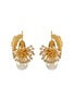 Main View - Click To Enlarge - MONSHIRO - Tanpopo Brass Vintage Czech Glass Bead Dove & Dandelion Hoop Earrings