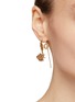 Front View - Click To Enlarge - MONSHIRO - ‘White Clover’ Gold Plated Metal Pearl Glass Bead Mismatch Earrings