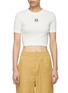 Main View - Click To Enlarge - LOEWE - Anagram Embroidered Cropped Crewneck T-Shirt