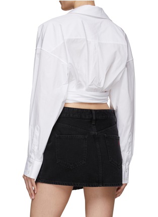 Back View - Click To Enlarge - T BY ALEXANDER WANG - Ruched Detail Cropped Button Up Shirt