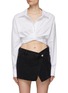 Main View - Click To Enlarge - T BY ALEXANDER WANG - Ruched Detail Cropped Button Up Shirt