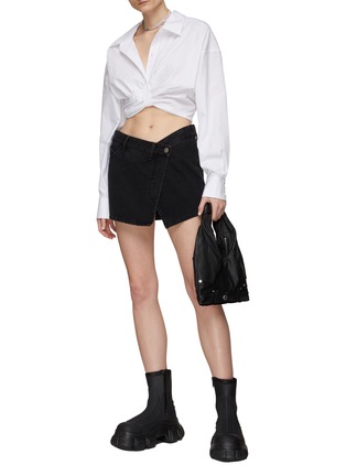 Figure View - Click To Enlarge - T BY ALEXANDER WANG - Ruched Detail Cropped Button Up Shirt