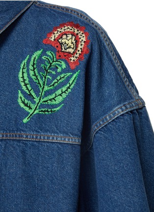  - KURO - Flower Embroidery Button Up Denim Jacket