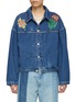 Main View - Click To Enlarge - KURO - Flower Embroidery Button Up Denim Jacket