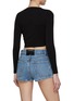 Back View - Click To Enlarge - T BY ALEXANDER WANG - Logo Cropped V-Neck Cardigan