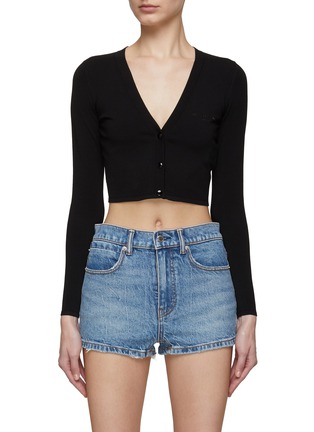Main View - Click To Enlarge - T BY ALEXANDER WANG - Logo Cropped V-Neck Cardigan
