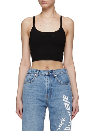 Main View - Click To Enlarge - T BY ALEXANDER WANG - Logo Scoop Neck Cropped Tank Top