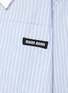  - MIU MIU - Logo Patch Sailor Collar Striped Raw Hem Chambray Shirt