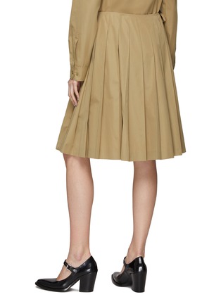 Back View - Click To Enlarge - MIU MIU - Logo Embroidery Pleated Cotton Midi Skirt