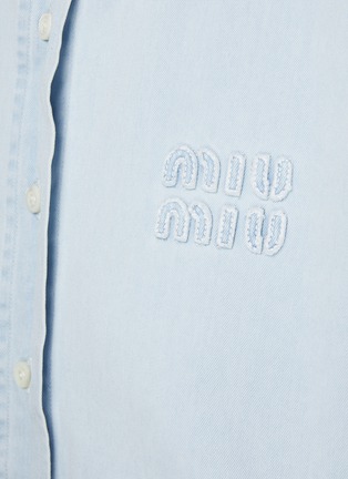  - MIU MIU - Logo Appliqué Raw Edge Cropped Denim Shirt