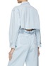 Back View - Click To Enlarge - MIU MIU - Logo Appliqué Raw Edge Cropped Denim Shirt