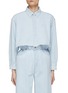 Main View - Click To Enlarge - MIU MIU - Logo Appliqué Raw Edge Cropped Denim Shirt