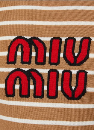  - MIU MIU - Logo Stripe Short Sleeve Knit Top