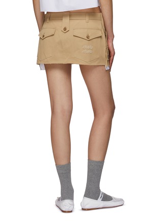 Back View - Click To Enlarge - MIU MIU - Raw Hem Pocket Lining Cargo Chino Mini Skirt