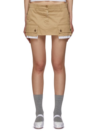 Main View - Click To Enlarge - MIU MIU - Raw Hem Pocket Lining Cargo Chino Mini Skirt