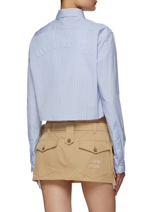 Back View - Click To Enlarge - MIU MIU - Striped Cropped Chambray Shirt