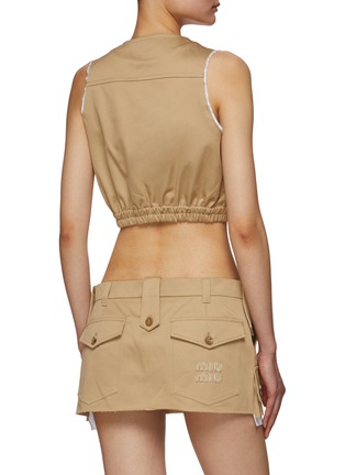 Back View - Click To Enlarge - MIU MIU - Cropped Zip Up Chino Utility Vest