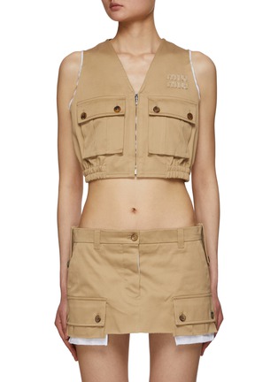 Main View - Click To Enlarge - MIU MIU - Cropped Zip Up Chino Utility Vest