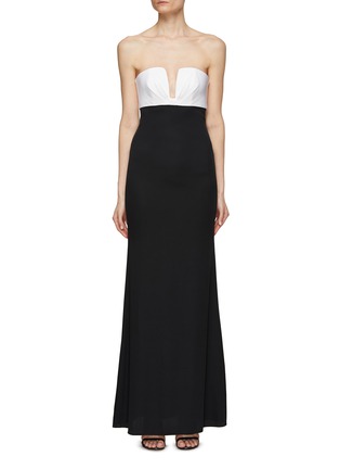 Main View - Click To Enlarge - ROLAND MOURET - Strapless Silk Crepe Maxi Dress