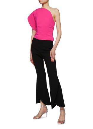 Figure View - Click To Enlarge - ROLAND MOURET - One-Shoulder Flared Hem Cady Top