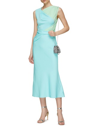 Figure View - Click To Enlarge - ROLAND MOURET - Wrap Effect Sleeveless Cady Midi Dress