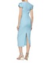 Back View - Click To Enlarge - ROLAND MOURET - Cap Sleeve Square Neckline Silk Wool Blend Midi Dress