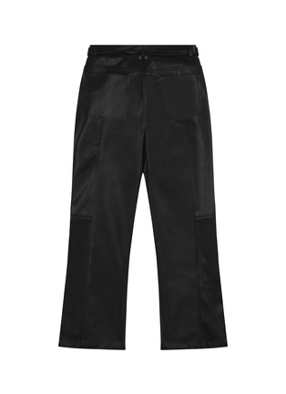 Back View - Click To Enlarge - TEAM WANG DESIGN - Belted Faux Leather Flared Pants