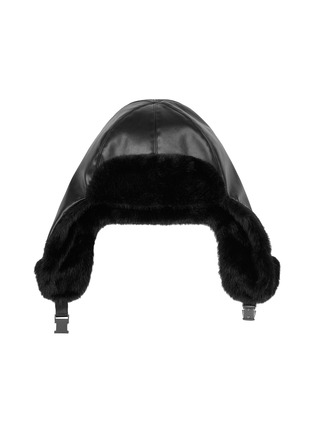 Main View - Click To Enlarge - TEAM WANG DESIGN - Logo Engraved Buckle Faux Leather Aviator Hat