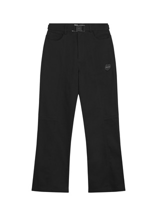 Main View - Click To Enlarge - TEAM WANG DESIGN - Belted Logo Balloon Panel Straight Pants