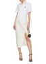 Figure View - Click To Enlarge - PRADA - Crinkled Side Slit Midi Skirt
