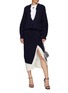 Figure View - Click To Enlarge - PRADA - Crinkled Side Slit Button Detail Midi Skirt