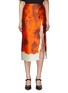 Main View - Click To Enlarge - PRADA - Side Slit Water Dyed Silk Blend Midi Skirt