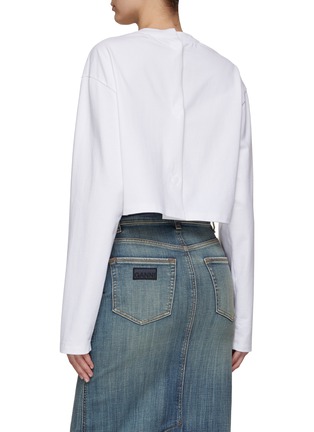 Back View - Click To Enlarge - PRADA - 3D Rose Bud Cotton Long Sleeve T-Shirt