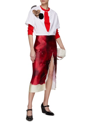 Figure View - Click To Enlarge - PRADA - 3D Rose Bud Cotton Short Sleeve Jacket