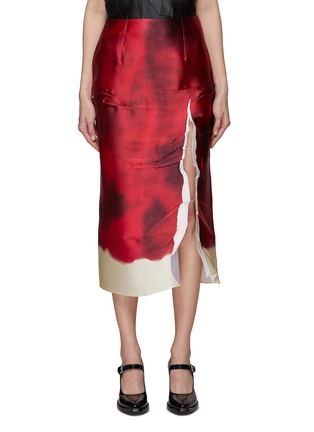 Main View - Click To Enlarge - PRADA - Side Slit Water Dyed Silk Blend Skirt