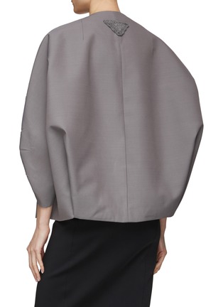 Back View - Click To Enlarge - PRADA - Ruched Round Sleeve Crewneck Patch Pocket Jacket