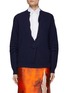 Main View - Click To Enlarge - PRADA - Ruched Round Sleeve V-Neck Wool Cashmere Blend Knit Cardigan