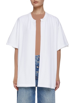 Main View - Click To Enlarge - MM6 MAISON MARGIELA - Cotton Oversized Short Sleeve Shirt