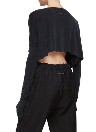 Back View - Click To Enlarge - MM6 MAISON MARGIELA - Cropped Long Sleeve T-Shirt With Gloves