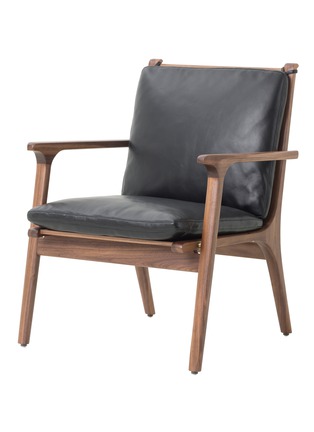 Detail View - Click To Enlarge - STELLAR WORKS - Rén Small Walnut Wood Lounge Chair