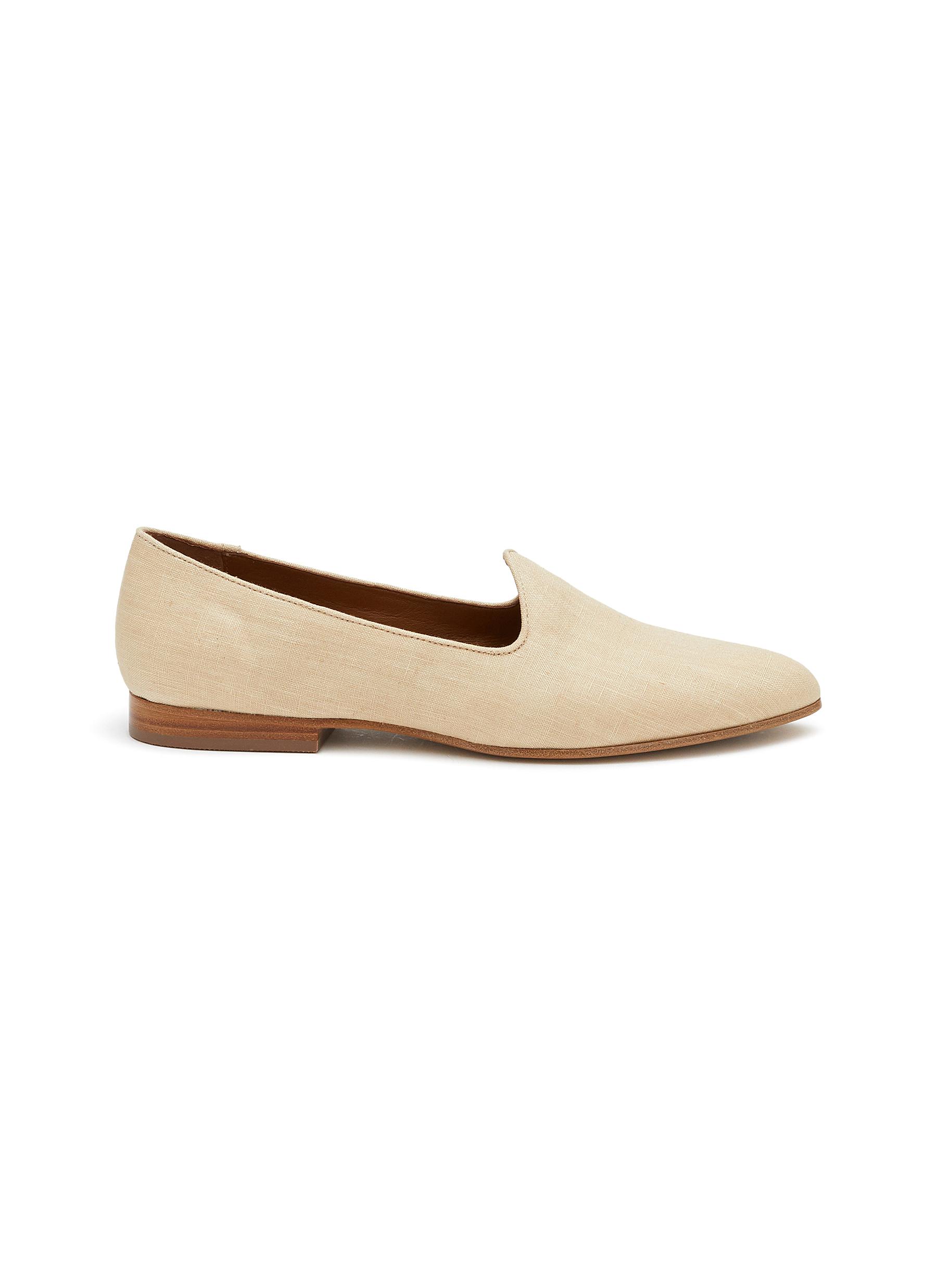 LE MONDE BERYL ‘Venetian' Almond Toe Linen Loafers