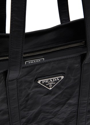 Detail View - Click To Enlarge - PRADA - Small Crinkled Leather Tote Bag