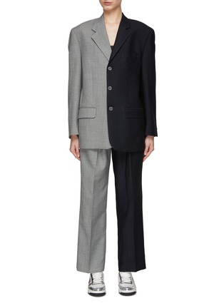 Main View - Click To Enlarge - HAVRE STUDIO - Oversize Blazer and High Rise Pants Bicolour Suit Set