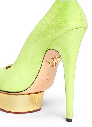 Detail View - Click To Enlarge - CHARLOTTE OLYMPIA - Sweet Dolly suede platform pumps with candy anklet